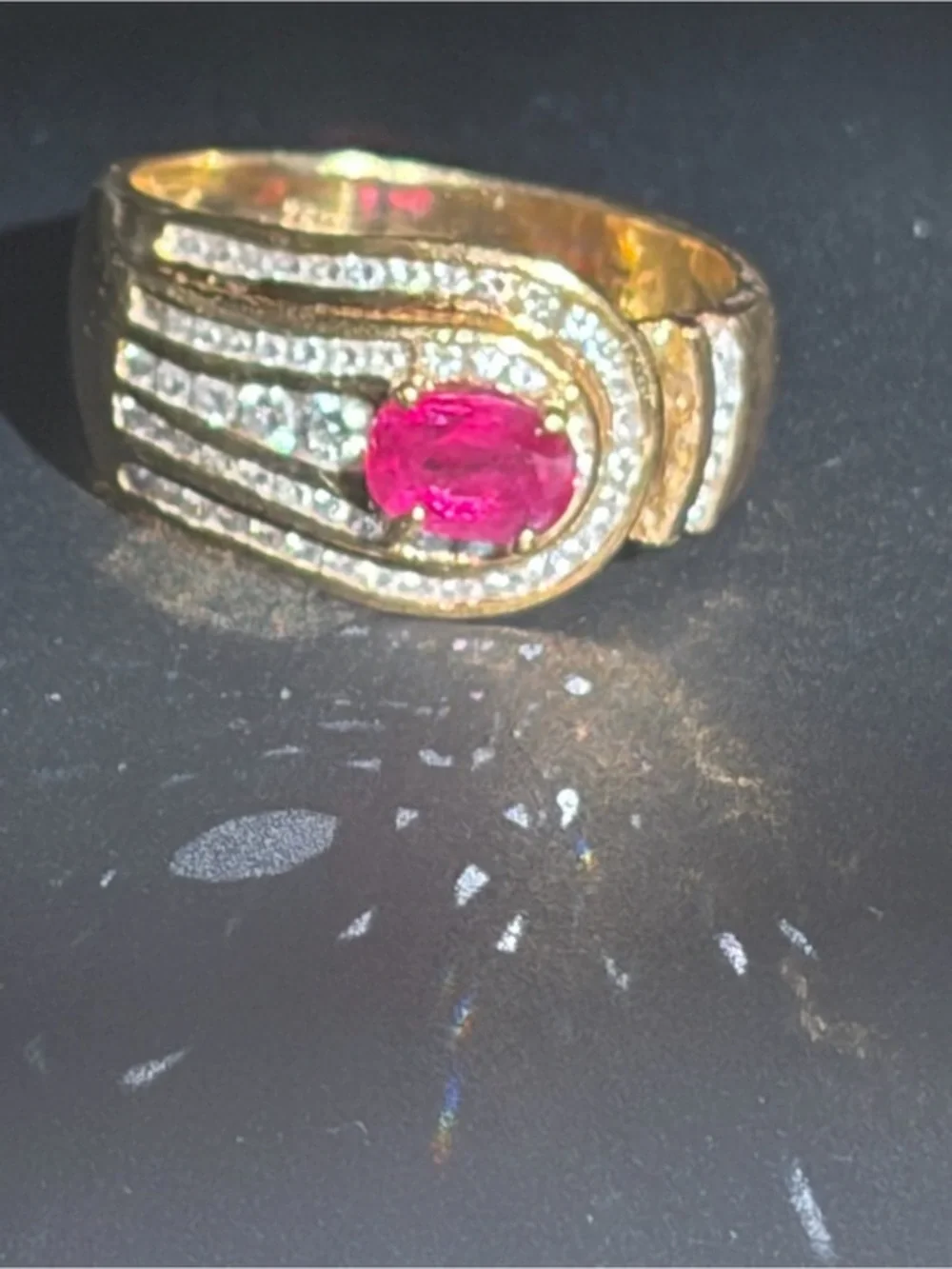 Vintage 18K Gold Ruby Diamond Ring | 8.26  Grams | Estate Jewelry  7